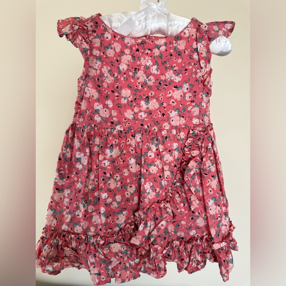 Janie and Jack Coral Pink Floral Ruffle Dress